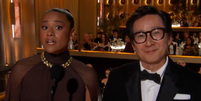 Ariana DeBose e Ke Huy Quan apresentam prêmio no Globo de Ouro  Foto: Reprodução/X/goldenglobes