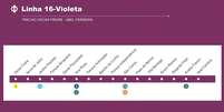 Veja como pretende ser a futura linha 16-Violeta do Metrô de SP Foto: Divulgação