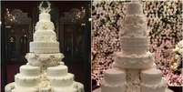 Bolo do casamento real (esquerda.) e o da festa de Santos  Foto: Lewis Whyld / Reuters e Arquivo pessoal
