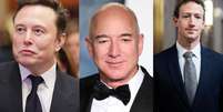 Musk, Bezos e Zuckerberg, respectivamente, os homens mais ricos do planeta em janeiro de 2025.  Foto: Getty Images