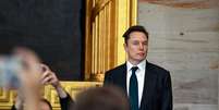Elon Musk durante posse de Donald Trump como o 47º presidente dos Estados Unidos na Rotunda do Capitólio, em Washington, D.C.  Foto: Kenny Holston/Pool via REUTERS