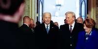Joe Biden e Donald Trump chegam para participar da 60ª cerimônia de posse no Capitólio dos EUA, em Washington, DC. Trump se tornou o 47º presidente dos Estados Unidos.  Foto:  Melina Mara/Pool via REUTERS