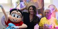 Fã declarada da personagem Mônica, a atriz aproveitou para conhecer o universo criado pelo desenhista  Foto: Mauricio de Sousa Produções/Divulgação / Estadão