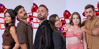 As duplas que compõe o 2º Paredão do BBB25 são Vitória Strada e Mateus, Daniele e Diego Hypólito e Edilberto e Raíssa  Foto: Divulgação/TV Globo