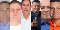 Montagem com fotos de Marcus Rinco (União), Fernando Morandi (PSB), Eduardo Lima (PSB), Fabiano Francisco da Silva (MDB), Manoel Nascimento (Republicanos) e Gilvan Macedo (Avante), da esquerda à direita.   Foto: Reprodução