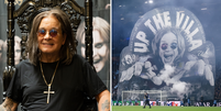 None  Foto: Ozzy Osbourne e mosaico da torcida do Aston Villa ( Scott Dudelson/Getty Images e Reprodu&ccedil;&atilde;o) / Rolling Stone Brasil