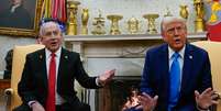 Com Netanyahu na Casa Branca, Trump propõe deslocamento permanente dos habitantes de Gaza  Foto: Reuters