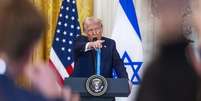 Trump anunciou proposta para Gaza após reunião com premiê israelense  Foto: EPA / BBC News Brasil