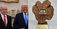 Netanyahu dá a Trump 'pager dourado' em suposta referência a ataque no Líbano  Foto: Reprodução/Redes sociais