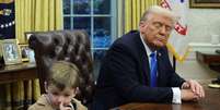 Filho de Musk chama a atenção em gabinete de Trump  Foto: Kevin Lamarque / Reuters