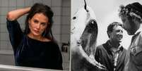 None  Foto: Demi Moore em A Substância ( Divulgação) e bastidores de Tubarão ( Universal Pictures/Getty Images) / Rolling Stone Brasil