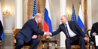Trump espera acabar com a guerra na Ucrânia, e o presidente da Rússia, Vladimir Putin, já declarou estar 'pronto' para conversar com o americano. A foto mostra os dois em 2018  Foto: Shealah Craighead/Casa Branca / BBC News Brasil
