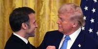 Macron e Trump discutem tropas europeias na Ucrânia e fim da guerra em encontro nos EUA  Foto: Tasos Katopodis/Getty Images