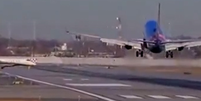 Avião precisou arremeter para evitar colisão com jato em pista de aeroporto nos EUA  Foto: Reprodução