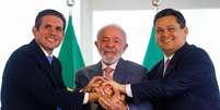 O presidente da Câmara, Hugo Motta, o presidente da República Luiz Inácio Lula da Silva e o presidente do Senado, Davi Alcolumbre  Foto: Wilton Junior/Estadão / Estadão