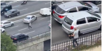 Policial dispara fuzil para deter quadrilha em meio ao trânsito de São Paulo  Foto: Reprodução/X/@inter_fatos