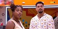 Thamiris, Vinícius e Aline se desentenderam após a formação do Paredão  Foto: Globoplay/Reprodução