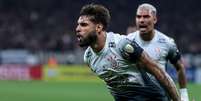 Yuri Alberto (Corinthians) comemorando seu gol contra o Universidad Central, no dia 26.02.2025 Foto: Associated Press / Alamy Stock Photo