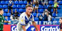 Braian Romero (Vélez Sarsfield) comemorando seu gol contra o San Martin de San Juan, no dia 07.03.2025 Foto: Facundo Morales / Alamy Stock Photo