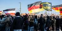 Participantes de marcha que reuniu extremistas de direita em Berlim  Foto: DW / Deutsche Welle