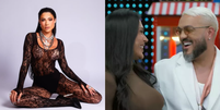 Rayane Figliuzzi falou sobre sumiço enquanto Belo e Gracyanne se reencontravam no Domingão   Foto: Reprodução/Instagram @rayfigliuzzi e TV Globo