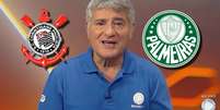 Ex-Globo, Cléber Machado comandou a transmissão da partida na qual o Corinthians triunfou e a Record teve maior média de audiência do ano  Foto: Fotomontagem: Sala de TV