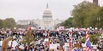 Milhares se juntaram a um protesto na capital Washington  Foto: Getty Images / BBC News Brasil
