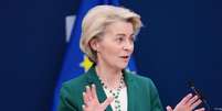 A presidente da Comissão Europeia, Ursula von der Leyen, expressou disposição do bloco europeu em negociar com Estados Unidos  Foto: DW / Deutsche Welle