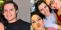 Lucas Cardi Rangel em uma foto atual e outra antiga ao lado da mãe e da ex-namorada  Foto: Reprodução/Instagran