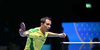 Hugo Calderano em ação na Copa do Mundo de tênis de mesa  Foto: Divulgação/ITTF / Estadão