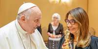 Janja com o papa Francisco durante encontro em 2023  Foto: Ricardo Stuckert/PR