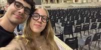Gabriela Bittencourt e o namorado, Nilo Rocha, na Basílica de São Pedro, no Vaticano  Foto: Arquivo pessoal