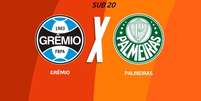 Foto: Arte/Jogada10 - Legenda: Grêmio e Palmeiras se enfrentam pela oitava rodada do Brasileirão Sub-20 / Jogada10
