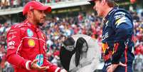 'Desejo...': a reação de Lewis Hamilton, maior rival de Max Verstappen por anos, ao saber do nascimento da 1ª filha do piloto.  Foto: Getty Images / Reprodução, Instagram @maxverstappen1 e @kellypiquet / Purepeople