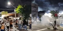 Polícia Militar usou bombas de gás lacrimogênio para dispersar multidão do lado de fora do estádio Foto: Reprodução/Redes sociais