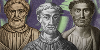 Papa Victor I (à esquerda), papa Gelasius I e papa Melquíades (à direita) são de origem africana Foto: Getty Images / BBC News Brasil