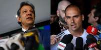 Fernando Haddad e Eduardo Bolsonaro são nomes testados em pesquisa de intenção de voto para o Senado Foto: Wilton Junior e Felipe Rau/Estadão / Estadão