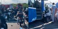 RJ: acidente envolvendo ônibus, carros e motos interdita Linha Vermelha  Foto: Reprodução/X