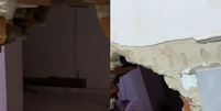 Os suspeitos entraram por meio de um buraco feito na parede do imóvel ao lado da lotérica  Foto: Reprodução