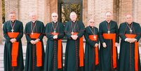 Cardeais brasileiros reunidos para o conclave, no Vaticano  Foto: Arquidiocese de Brasília/Redes Sociais