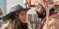 Isadora Cruz (Rosa) e Thomas Aquino (Josué) são a versão de Maria Bonita e Lampião na novela 'Guerreiros do Sol'  Foto: Divulgação/TV Globo