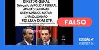 N&atilde;o h&aacute; registros de que diretor da PF tenha incriminado Lula e STF por facada em Bolsonaro  Foto: Reprodu&ccedil;&atilde;o/Facebook / Estad&atilde;o