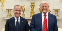 O primeiro-ministro do Canadá, Mark Carney, se encontrou com Trump na Casa Branca nesta semana  Foto: Reprodução/Truth Social/@realDonaldTrump