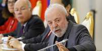 O presidente brasileiro Luiz Inácio Lula da Silva durante reunião bilateral com o líder russo, Vladimir Putin.  Foto: AP - Maxim Shemetov / RFI
