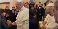 Papa Leão XIV faz selfie com fiéis e dá 1º autógrafo para criança  Foto: Reprodução/Instagram/@padrejoseluisgs
