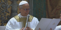 Papa Leão XIV celebra sua primeira missa  Foto: Reprodução/Vatican News