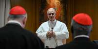 Na manhã deste sábado, 10 de maio, o Papa Leão XIV, em encontro com os cardeais Foto: Divulgação/Vatican News