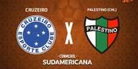 Foto: Arte/Jogada10 - Legenda: Cruzeiro e Palestino se enfrentam nesta quarta-feira (14), pela Sul-Americana / Jogada10