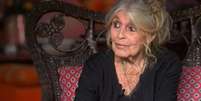 Brigitte Bardot na entrevista em sua casa, no sul da França, de onde sai poucas vezes  Foto: Reprodução/TV