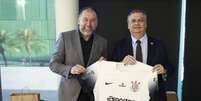 Augusto Melo, presidente do Corinthians, junto com Flávio Dino em Brasília. Foto: Divulgação/Corinthians / Estadão